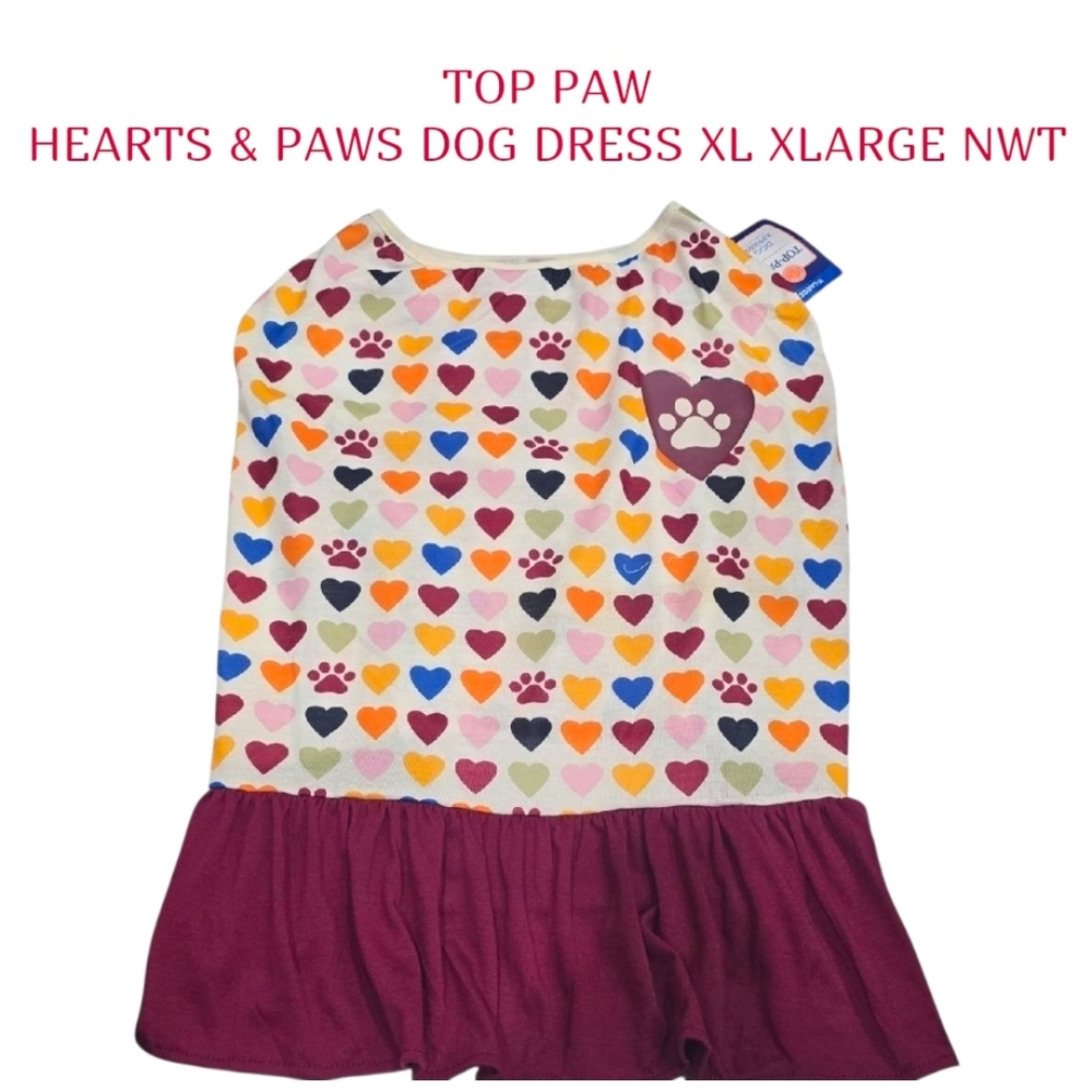 Top Paw Heart & Paw Print Dog Dress XL Xlarge Nwt Super Cute!